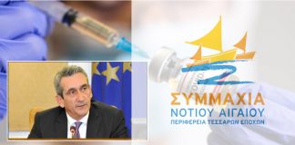 Συμμαχία Νοτίου Αιγαίου: Ερωτήματα για τον εμβολιασμό του Περιφερειάρχη στην Χάλκη.