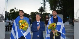 Χίος: Υποδέχθηκε τους «ασημένιους» Ολυμπιονίκες του πόλο Φουντούλη και Γκιουβέτση