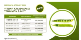 Νέα σεμινάρια Υγιεινής και Ασφάλειας Τροφίμων ΕΦΕΤ τον Απρίλιο από το Επιμελητήριο Κυκλάδων